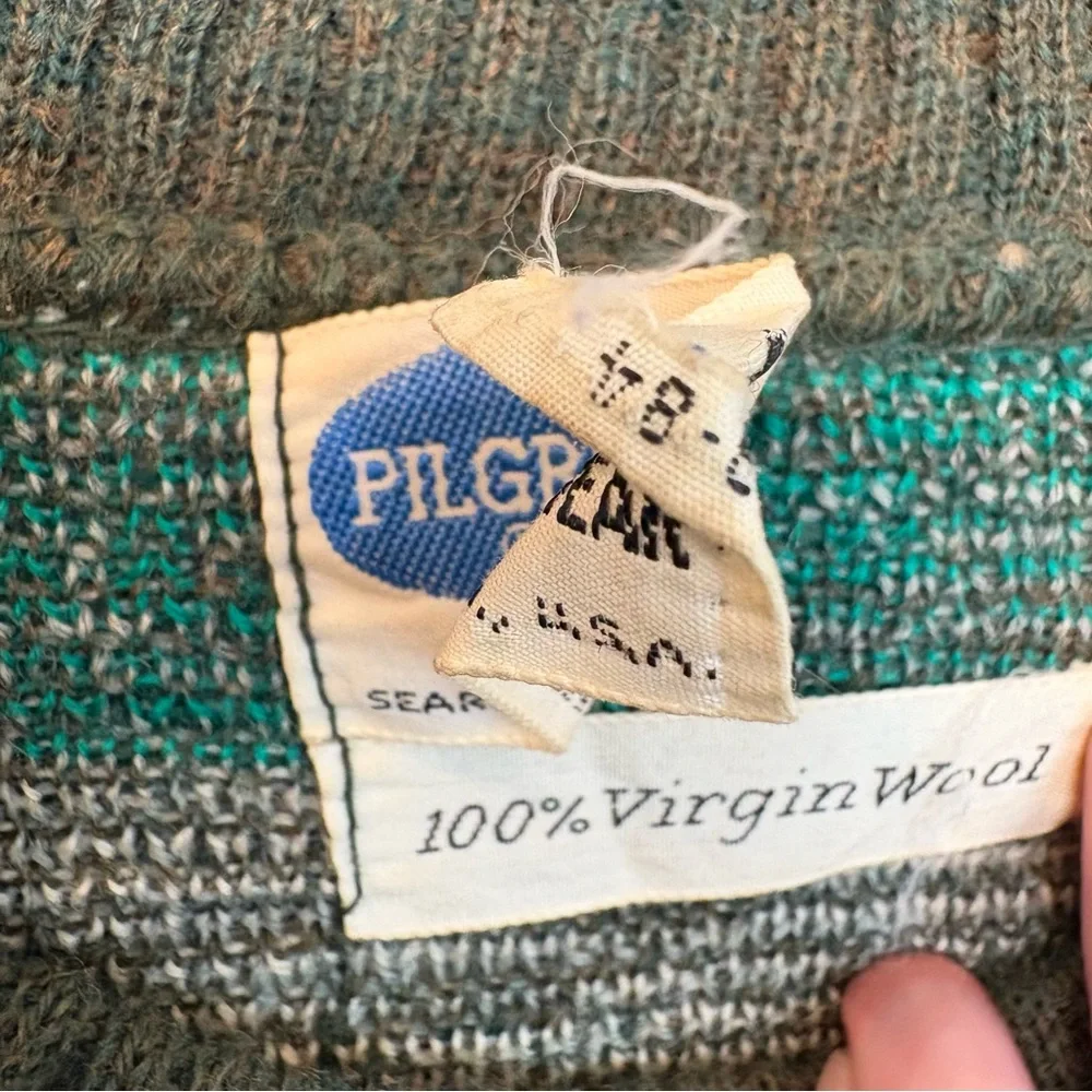 Vintage Pilgrim Geometric Crewneck Sweater Virgin Wool Mens Large - Picture 2 of 4